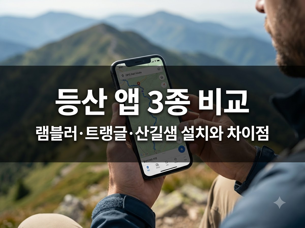 등산 앱 3종 램블러 트랭글 산길샘 설치 비교