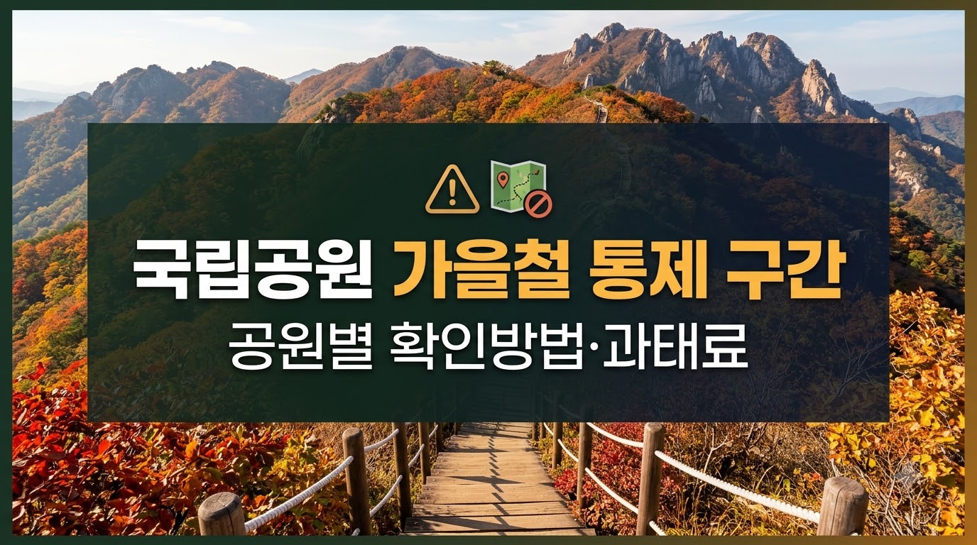국립공원 가을철 통제 구간 확인 및 과태료 안내